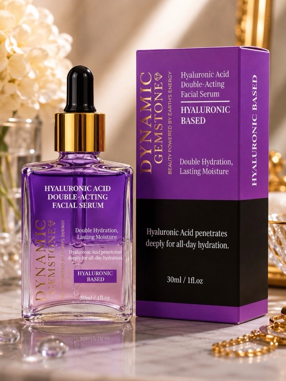 Dynamic Gemstone Hyaluronic Acid Double-Acting Facial Serum ~ Retail $550